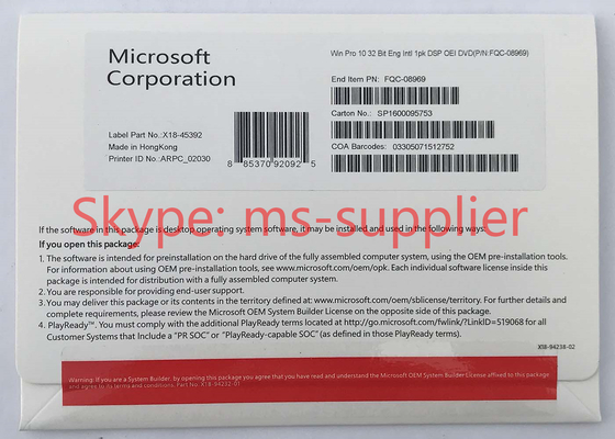 100% Online Activation Microsoft Windows 10 Proffesional OEM 32 / 64 Bit With Life Time Warranty