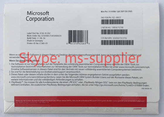 Paper Box 32 Bit 64 Bit Microsoft Windows 10 Pro Operating System License Activate Globally Online