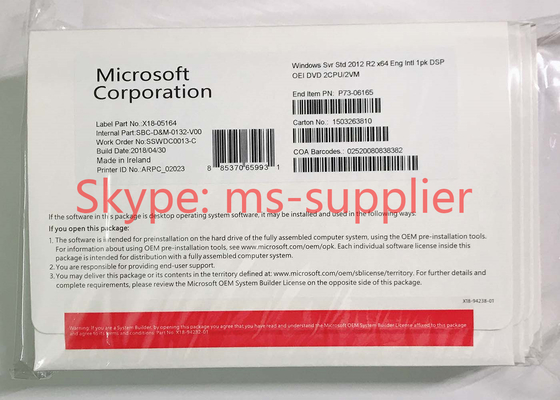 Original 64- Bit Windows Server 2012 Standard Edition OEM Retail DVD Box
