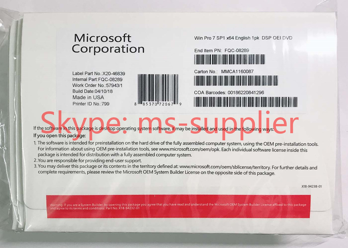 Windows 7 Upgrade Product Key 32 Bit 64 Bit Hologramm DVD ...