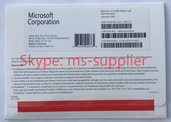 Lifetime Warranty Windows 10 Pro OEM 64 Bit DVD COA Brand New Key License FQC -08913