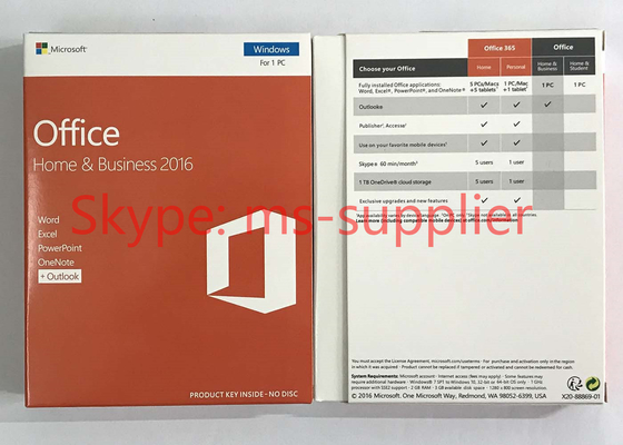 Genuine Microsoft Office Home And Business 2016 32 / 64 Bit 1PC English Version