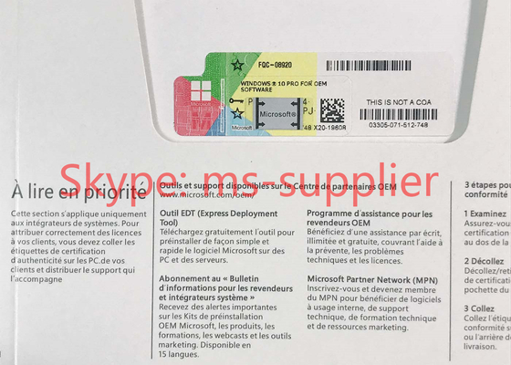 Microsoft Windows 10 Proffesional OEM New Key French 64 Bit DVD With Product OEM Key Card Activation Online