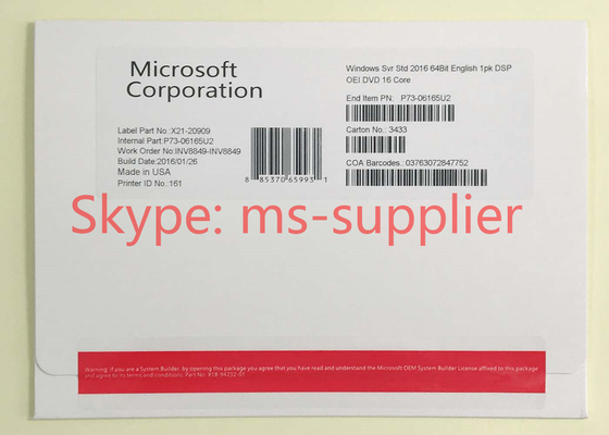 Microsoft Server 2016 32 / 64 Bit Sticker OEM Online Activation