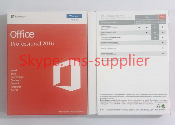 Genuine Microsoft Office Professional 2016, Home And Business 2016 For 32 / 64 Bit COA Sticker Label